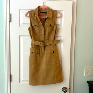 Karen Millen suede like dress. Camel color. Pocket and belt detail. Size US 6.